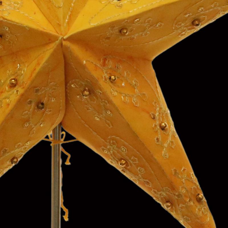 Leela Zari Batik orange - Faltbarer Leuchtstern, Weihnachtsstern aus Papier mit 5 Zacken, 60 cm